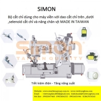SM-RT-W600 bộ cắt chỉ tự động bằng điện dùng cho máy viền ống Pegasus W-600 ,gồm EST-dao cắt chỉ trên bằng điện Taiwan ,EWP-bộ kẹp giữ chỉ đánh bông bằng điện Taiwan ,UT-dao cắt chỉ dưới Taiwan ,EFL-bộ nâng chân vịt điện Taiwan ,TE-bộ selenoid cắt ch