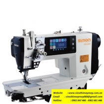SM-272 máy 2 kim Simon ,máy 2 kim cố định ổ lớn điện tử dầu khô ,nâng chân vịt,màn hình chạm LCD,điều khiển cầu cưa bằng motor servo ,may hàng dày